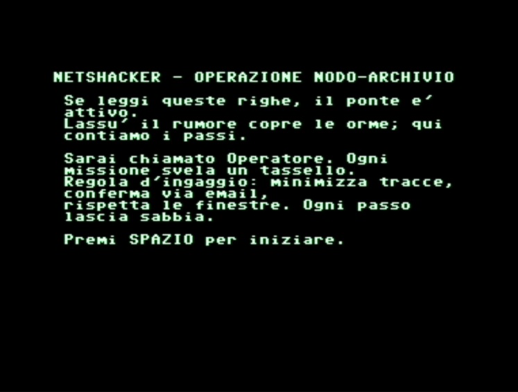 Schermata introduttiva Netshacker su C64